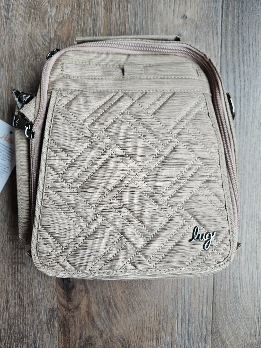 Lug Flapper SE Convertible Crossbody Sand Taupe Tropical Lining NWT RFID